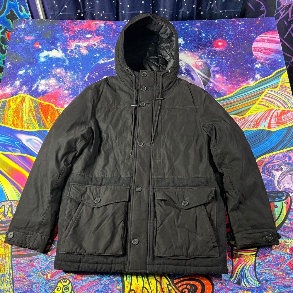 Michael Kors Herringbone Parka Jacket Mens Medium Black CF3202M48H 2023